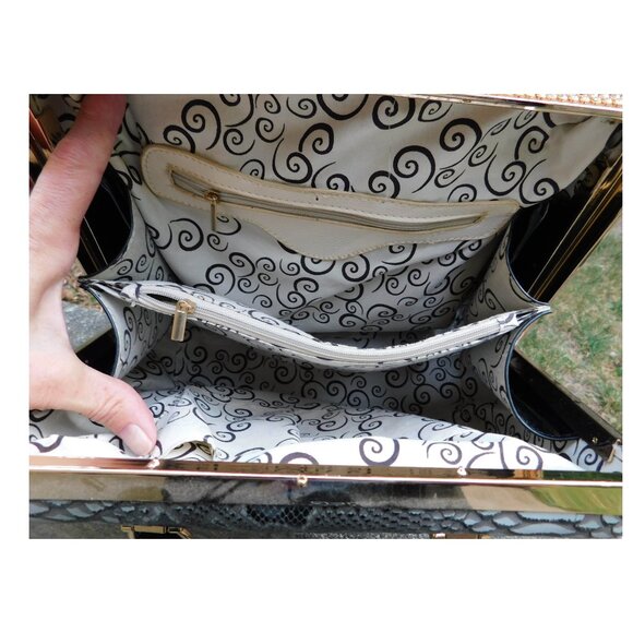 Gray Bling Faux Leather Snakeskin Style hand held shoulder bag - Picture 6 of 7